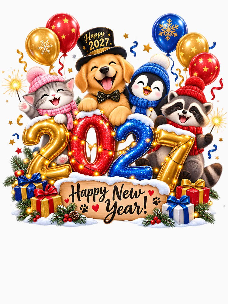 Cute Animals Happy New Year 2027 by TinyWeird
