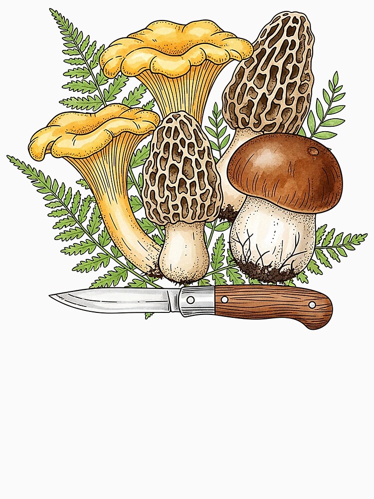 Vintage Mushroom Foraging Illustration Mycology by SholoStudio