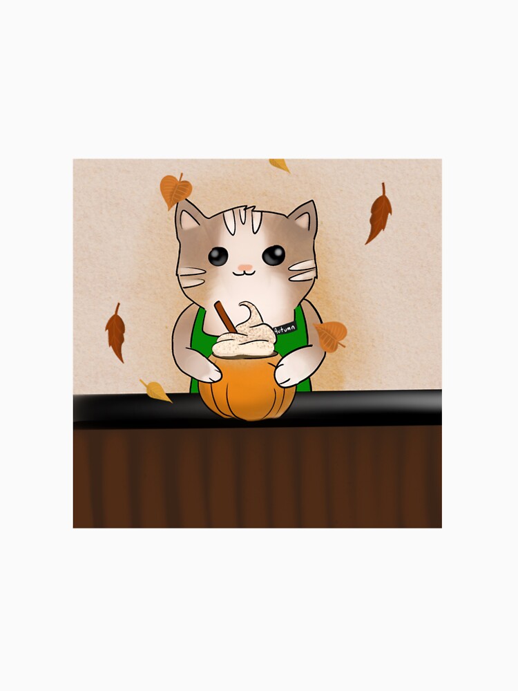 Pumpkin Spice Barista Cat - Background by Design-by-becky