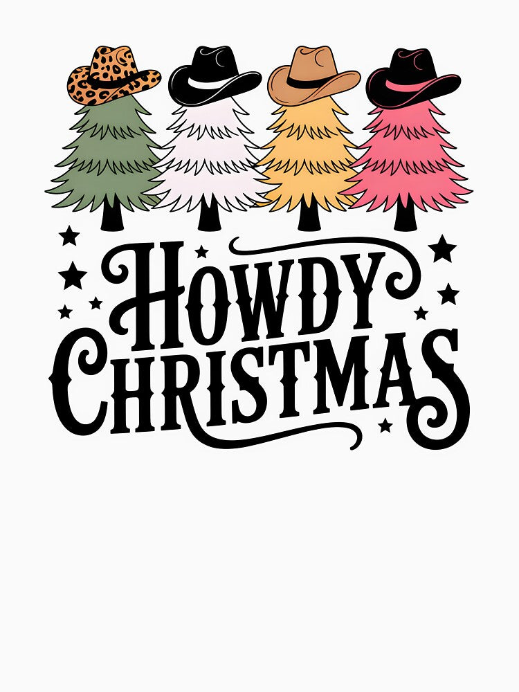 Howdy Christmas – Western Cowboy Hat Christmas Trees Design by Snifferius