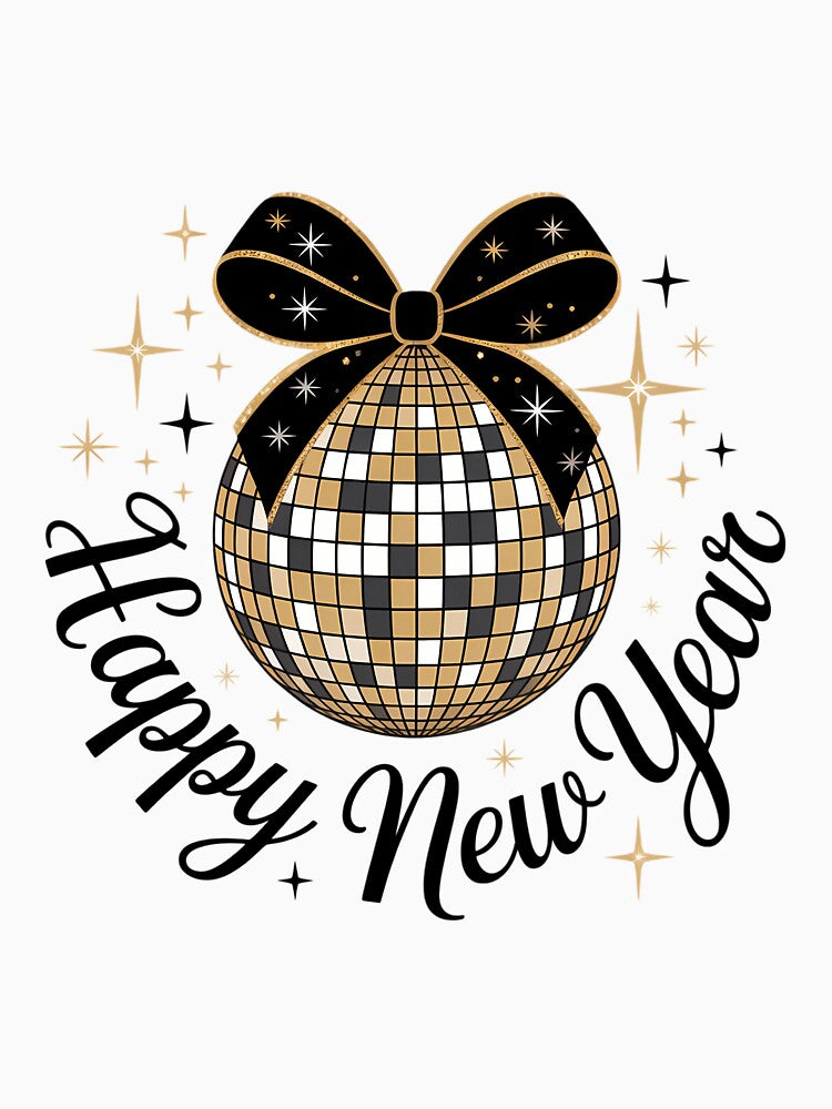 Happy New Year Coquette NYE Family New Years Disco Ball New Years Goodbye 2025 - 2026 Celebration by papertaless