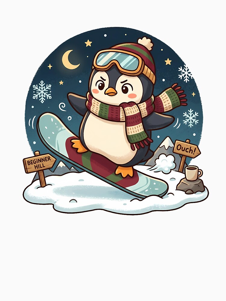 Cute Penguin Snowboarding by MzulhilmiZam