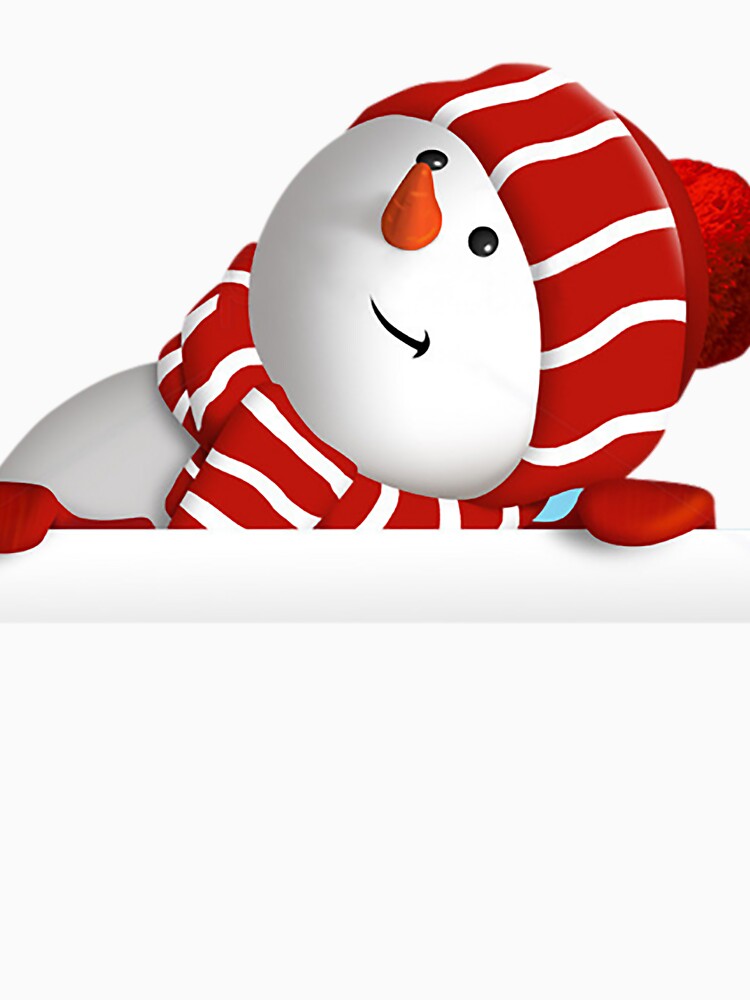 Cute Peekaboo Snowman in Red Winter Hat by AmetistLight
