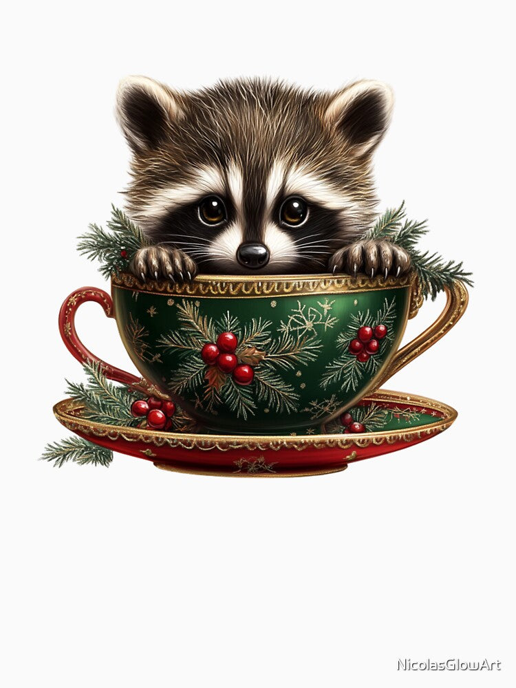 Cute Raccoon in Cup by NicolasGlowArt