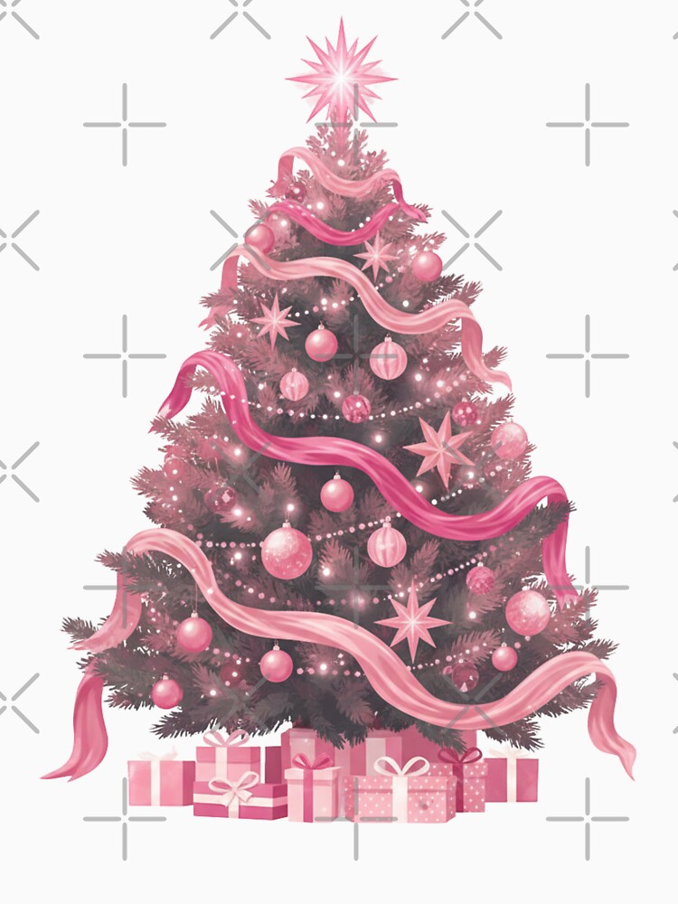 Pink Christmas Tree – Cute Holiday Design, Pastel Aesthetic Christmas Shirt, Girly Xmas Gift by Infinirish