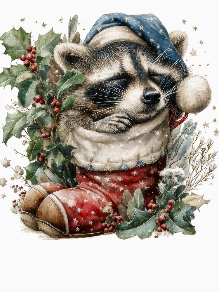Cozy Holiday Raccoon Cartoon Design by Maryna_Reine