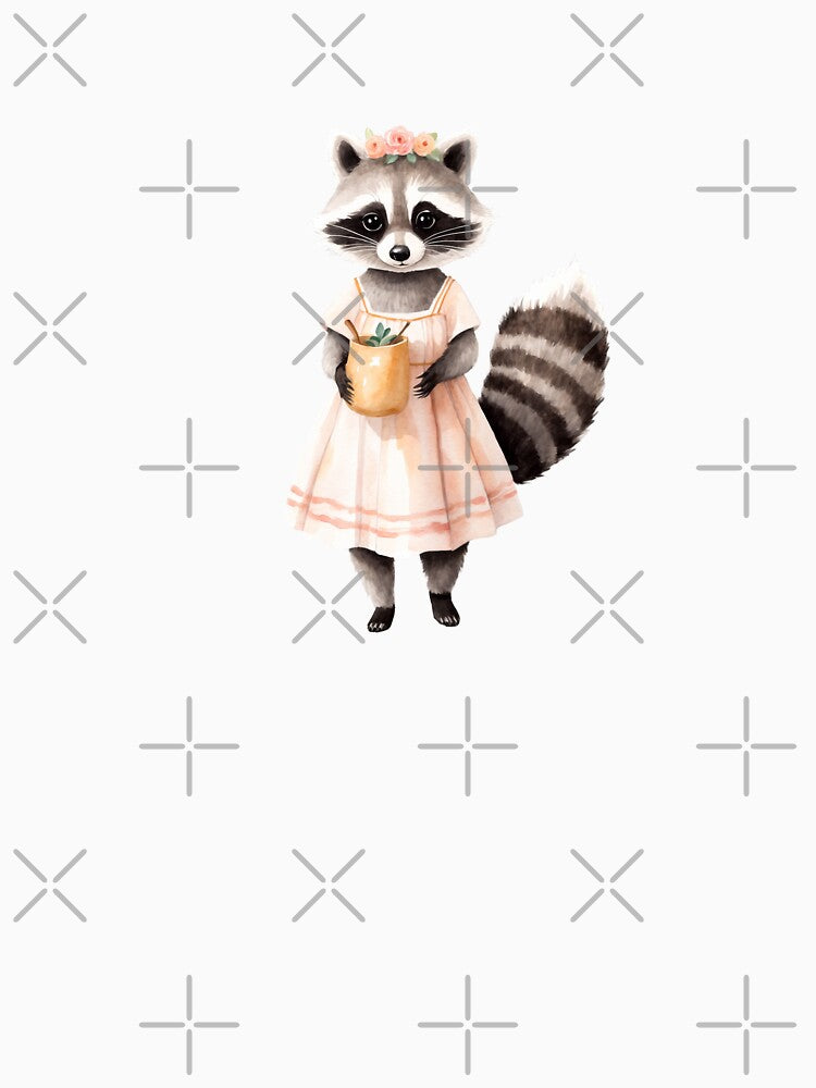 Gentle Watercolor Raccoon by Victoria Riabov