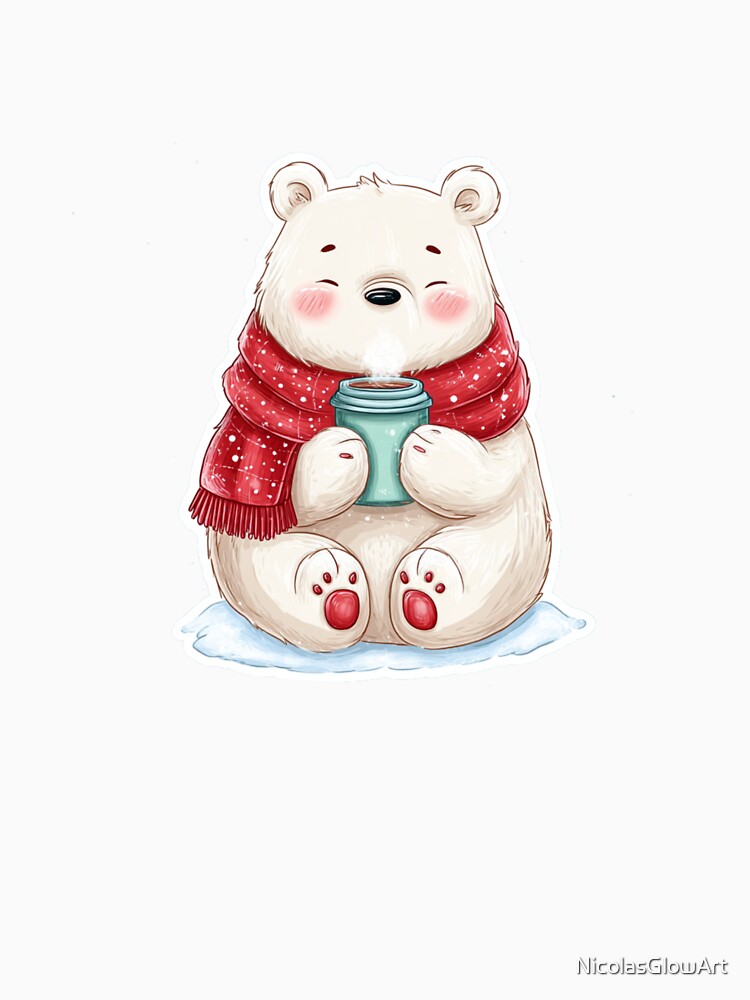 Polar Bear with Tea, Christmas by NicolasGlowArt