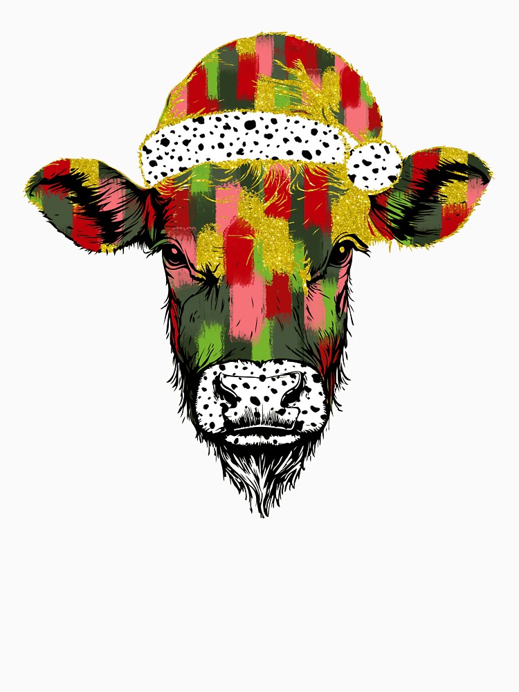 Colorful Glitter Cow Christmas Western by BornBorn