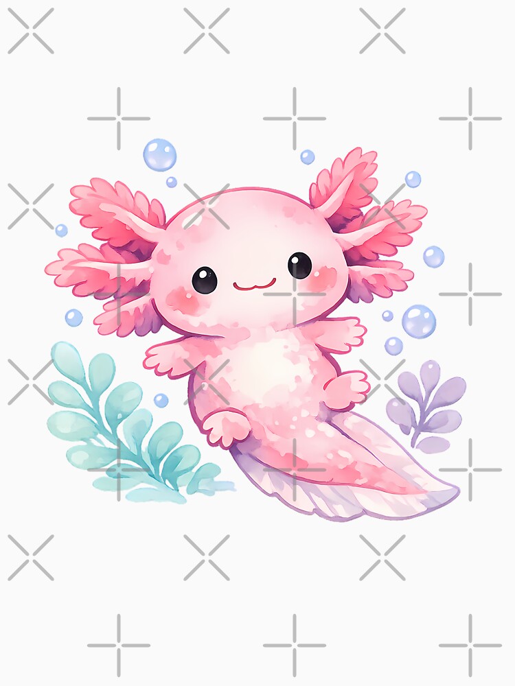 Cute Watercolor Axolotl - Pastel Kawaii Salamander Sticker Art by Day Dreamer