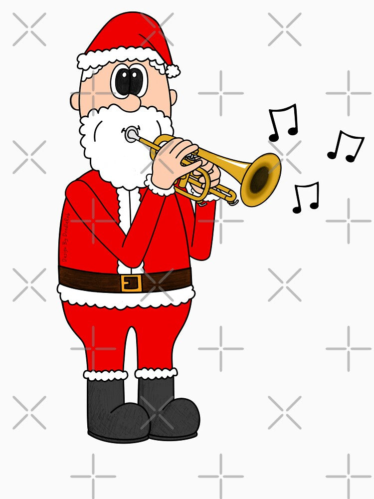 Santa Playing Cornet, Christmas Cornetist Brass Musician by doodlerob