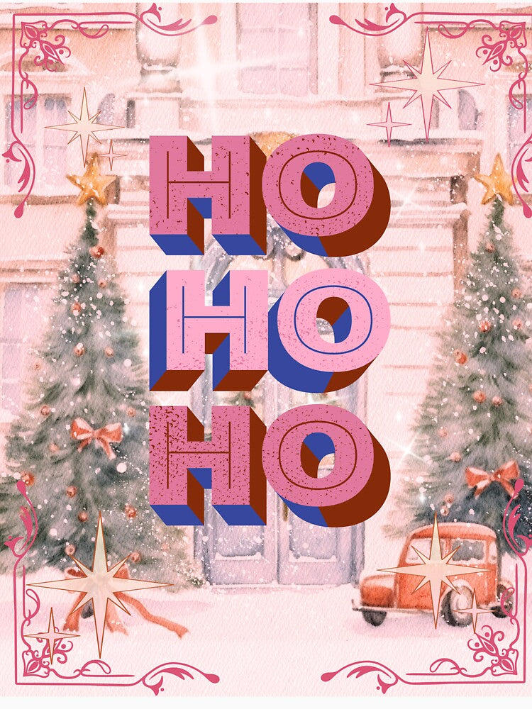 Pink Vintage Christmas - Ho Ho Ho by bowsbotanicals