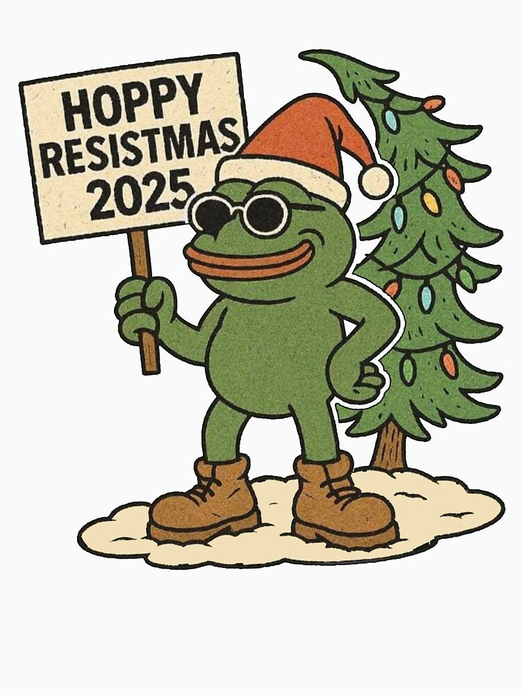 Hoppy Resistmas Frog 2025 Marry Christmas 2025 Frog Lover Protest Frog by jillianhanna