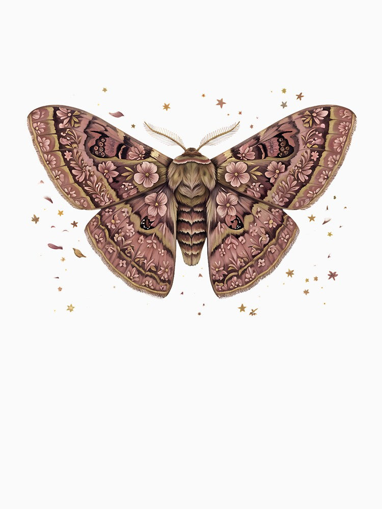 Floral Moth Cherry Blossom Dark Art by MossMirrorArt