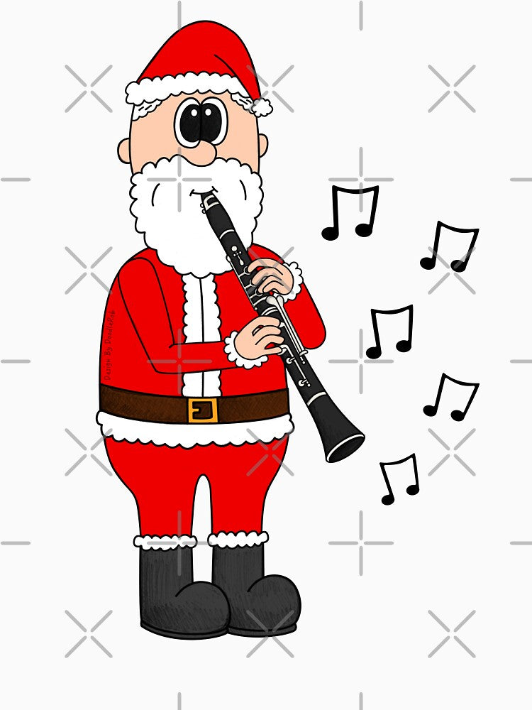 Santa Playing Clarinet, Christmas Clarinetist Woodwind Musician by doodlerob