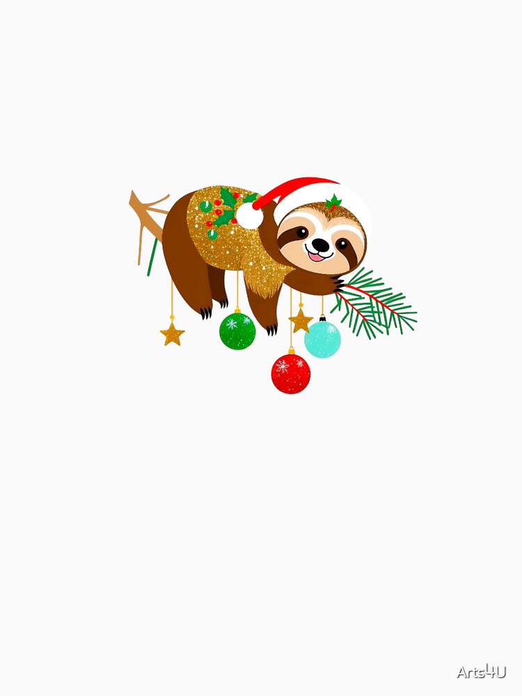 SLOTH CUTE CHRISTMAS HOLIDAY FESTIVE MERRY by Arts4U