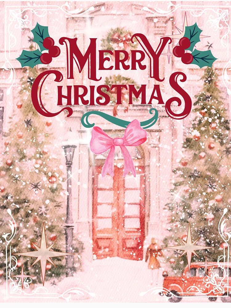 Merry Christmas - Vintage Pink Christmas Cover by bowsbotanicals