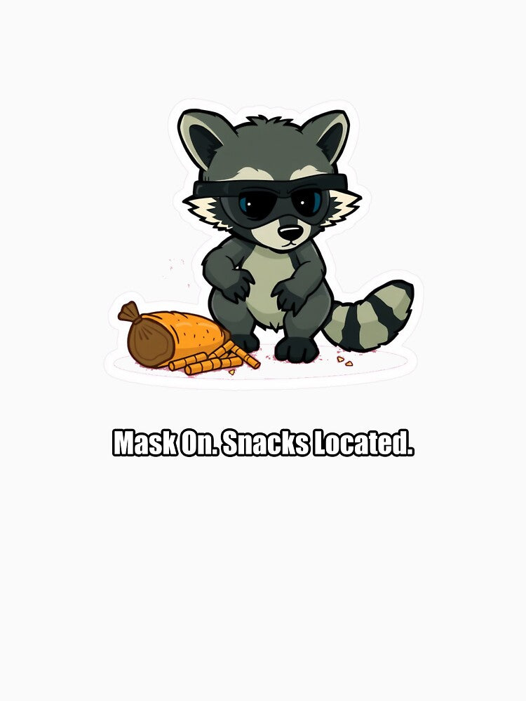 Raccoon - Mask On Snacks Located - Funny Raccoon Gift by pawdrops