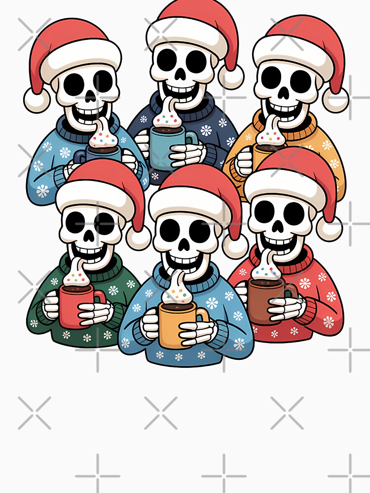 Sleepy Skeleton Christmas Cocoa Cozy Holiday Shirt by Raw Tigers