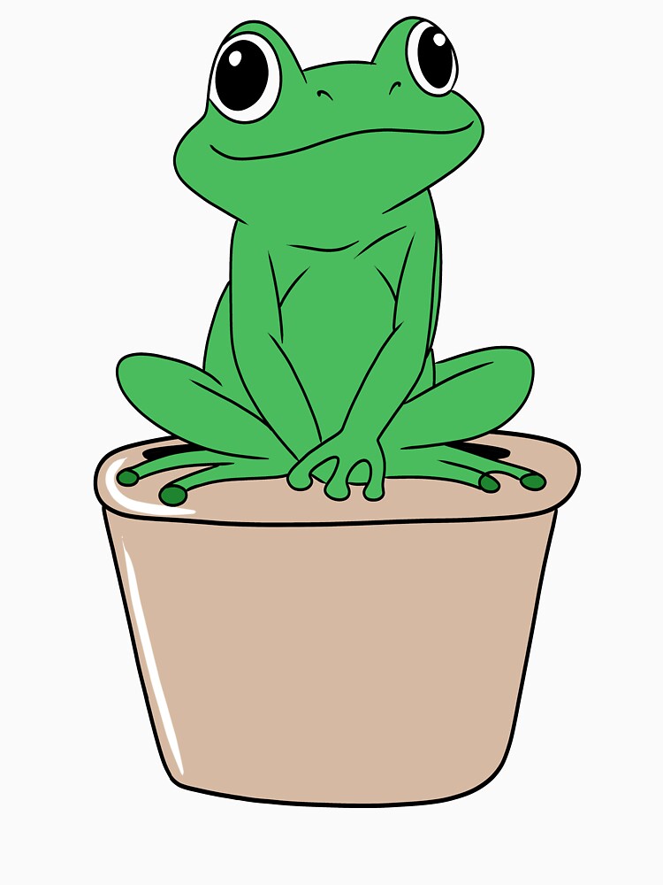 Cute Cartoon Frog Sitting in a Flower Pot by majownik