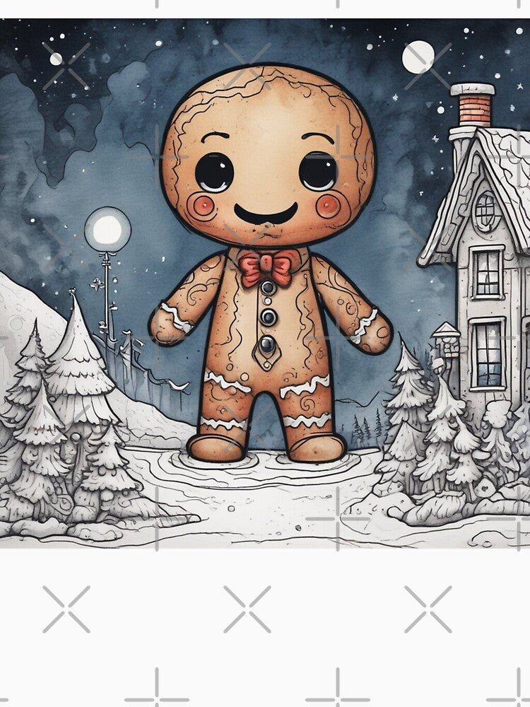 2025 Christmas and Holiday Gingerbread man - Watercolor & Ink 4 by KBMediaArt