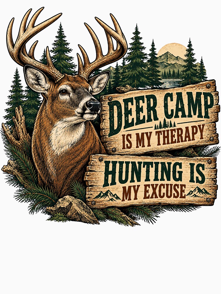 Deer Camp Is My Therapy Hunting Is My Excuse Vintage Hunter by OUICHA