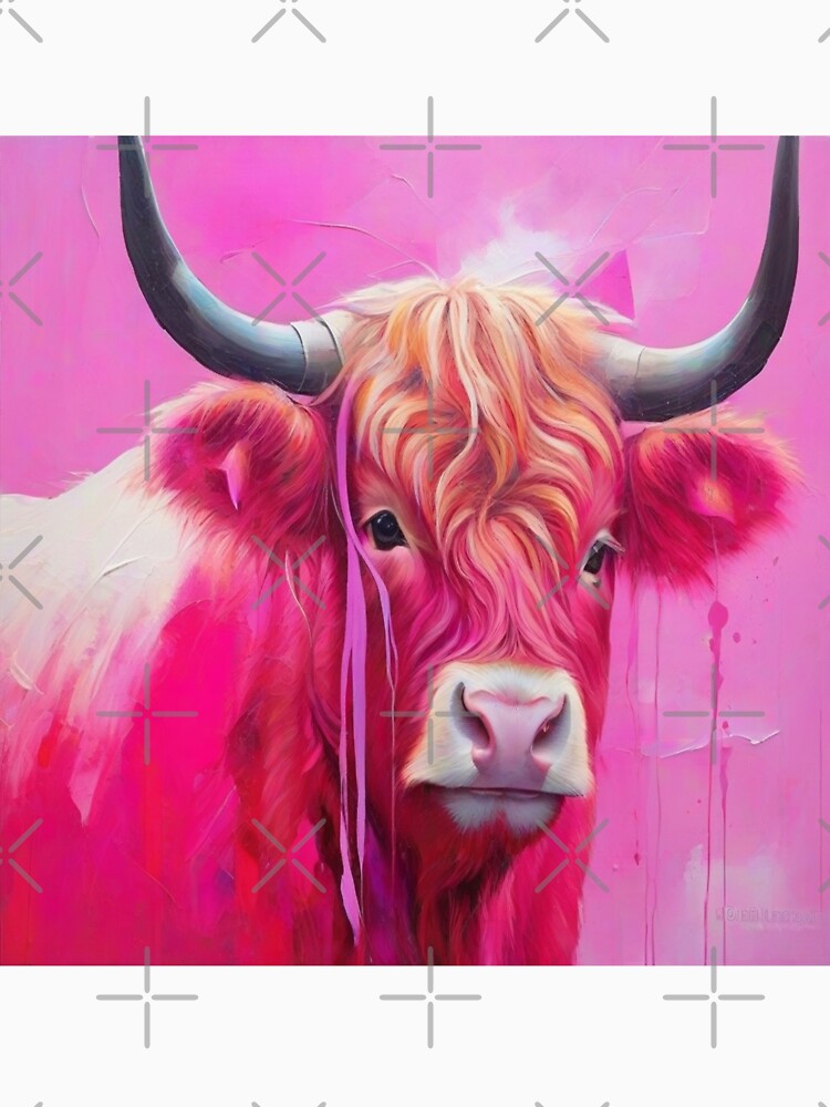 Pink Highland Cow Abstract Painting by druidwolfart