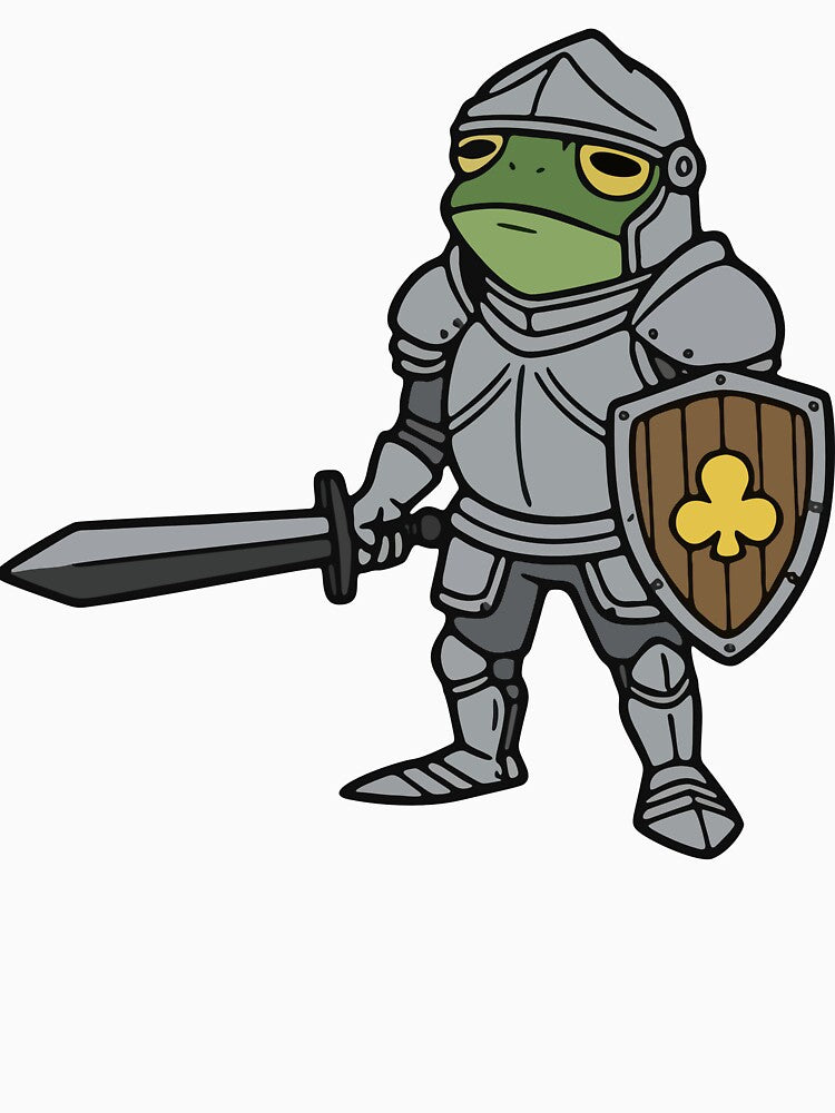 Brave Knight Frog in Full Plate Armor with Sword and Shield by Floomart