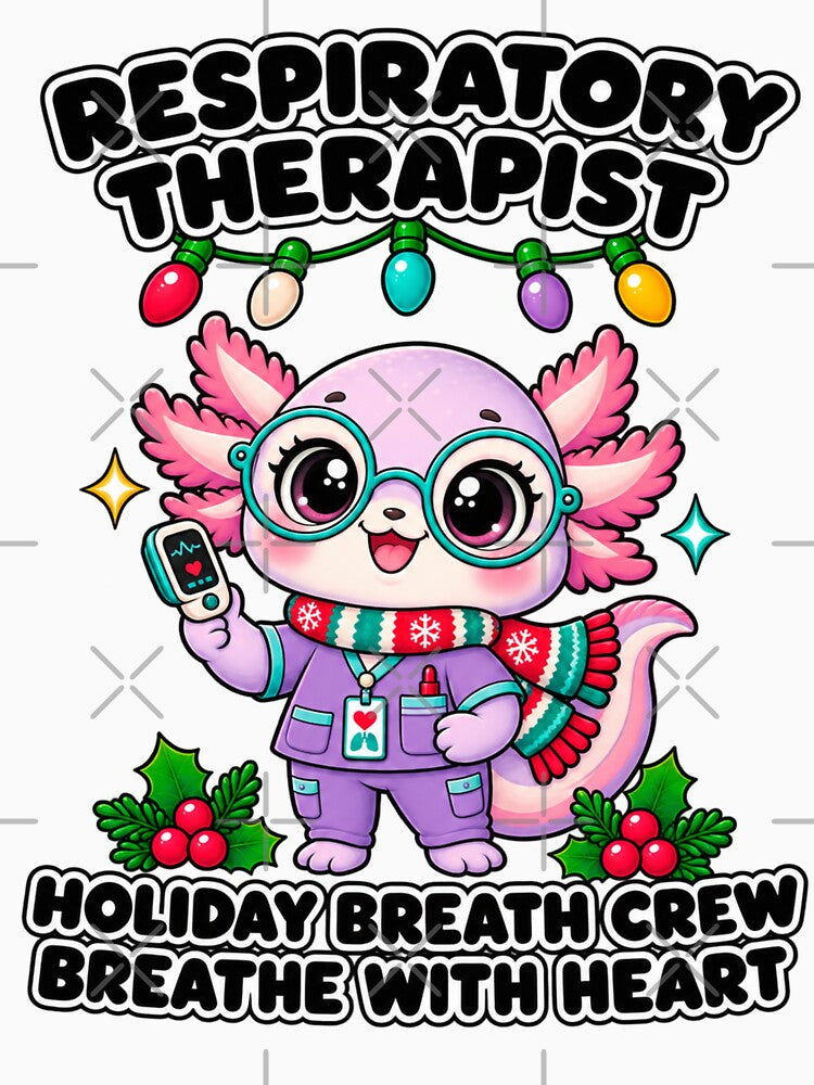 Respiratory Therapist Christmas Axolotl Holiday Breath Crew by ClinicalHubs