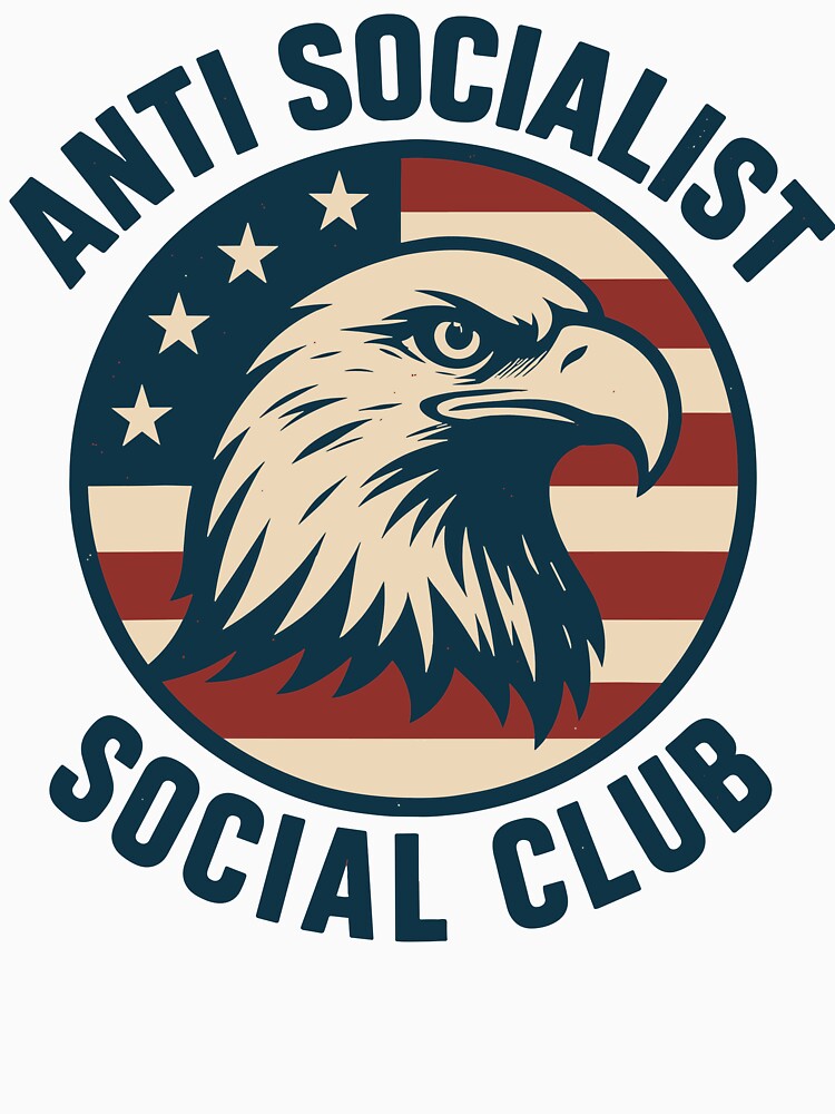Anti Socialist Social Club Patriotic Bald Eagle American Flag by PixlCrypt