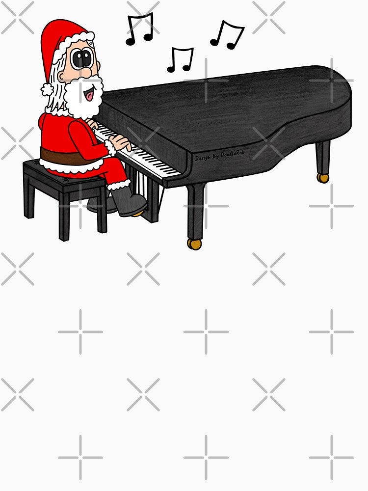 Santa Playing Grand Piano, Christmas Pianist Music Teacher by doodlerob
