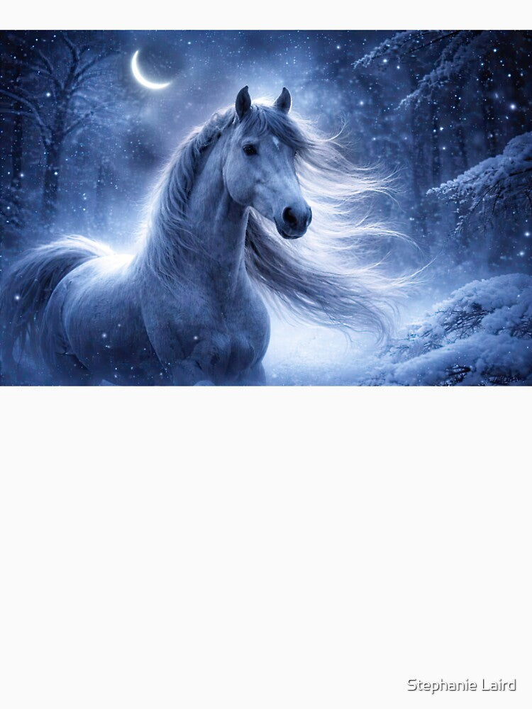 Majestic Horse in Snowy Forest Winter Solstice Yule by Stephanie Laird