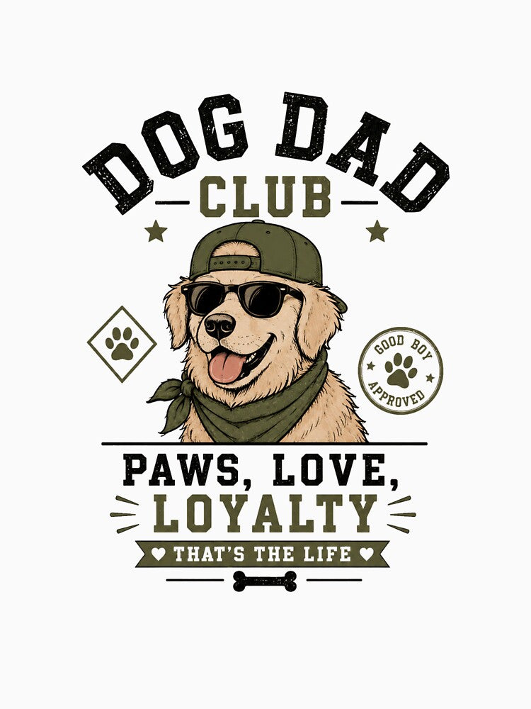 Dog Dad Club Golden Retriever Paws Love Loyalty T-Shirt by Ashley critters