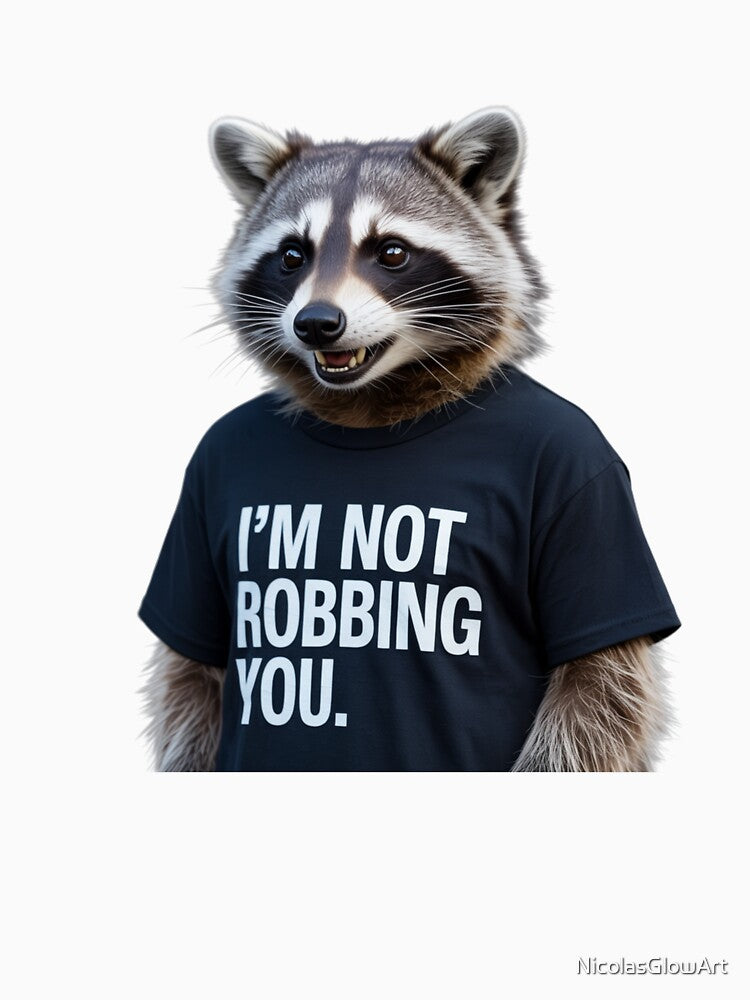 I'm Not Robbing You | Raccoon T-Shirt by NicolasGlowArt