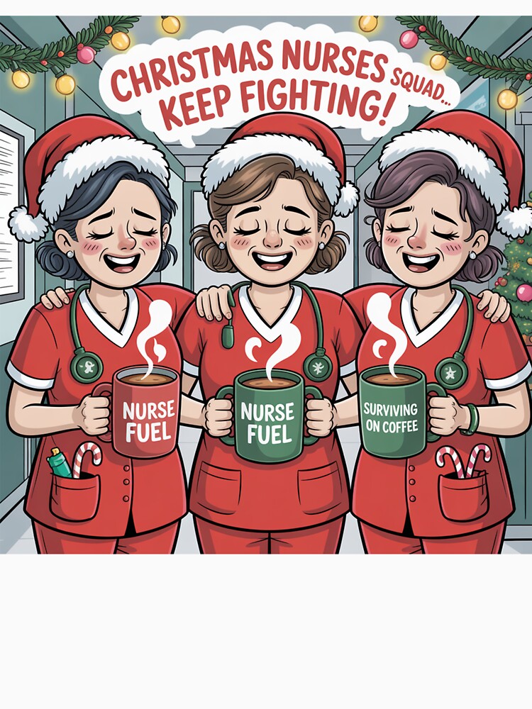 Cute Christmas Nurse Squad with Santa Hat and Stethoscope by kaka8888