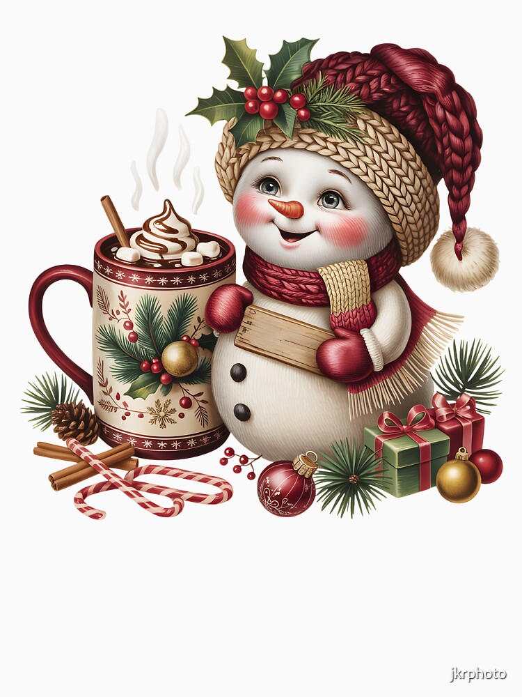 Snowman with Hot Cocoa by jkrphoto