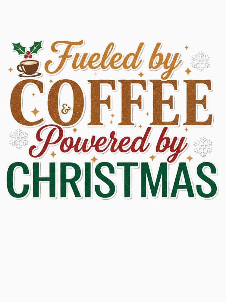Fueled By Coffee Powered By Christmas. Funny Holiday Coffee Lover Design by Aarvya Fashion Club ( A.F.C )