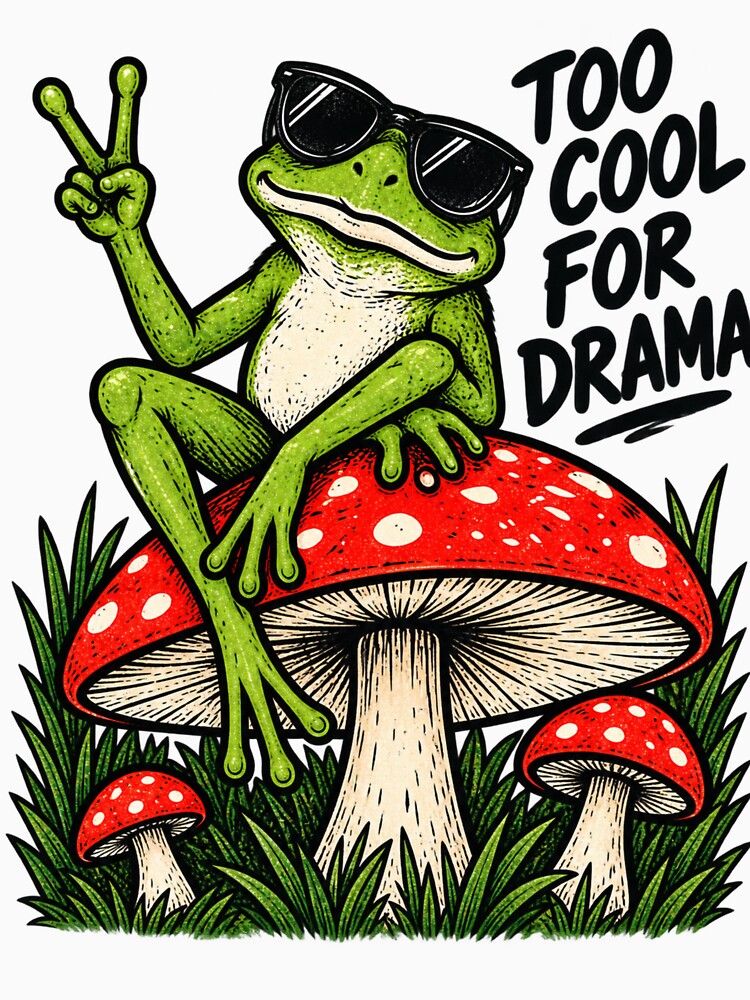 Too Cool Frog on Mushroom by Houldi