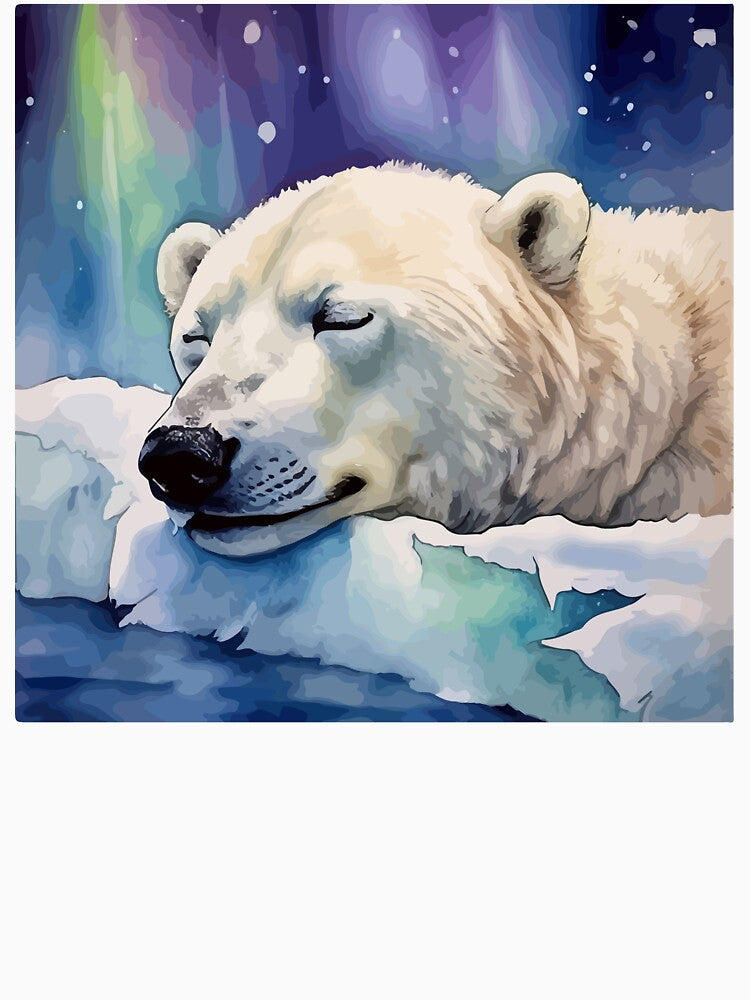 Polar bear sleeping on iceberg by Grypis