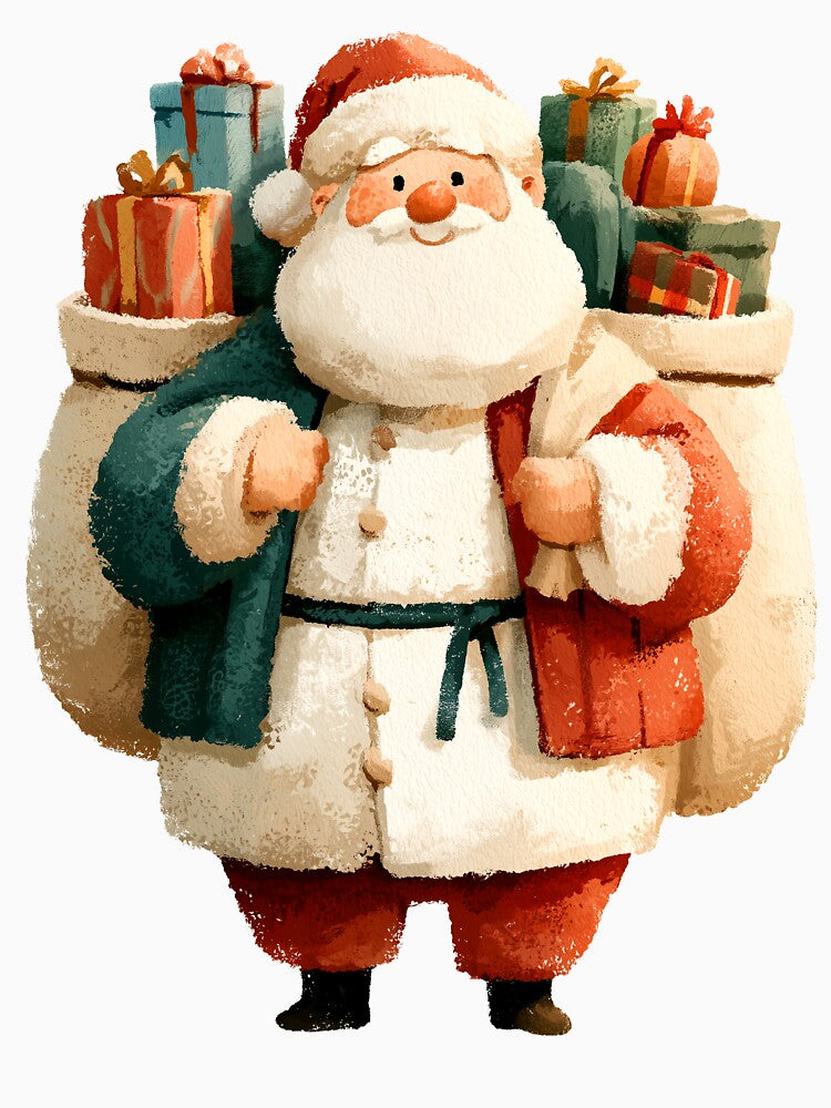 Vintage Textured Santa Claus with Holiday Gifts by colorful-white
