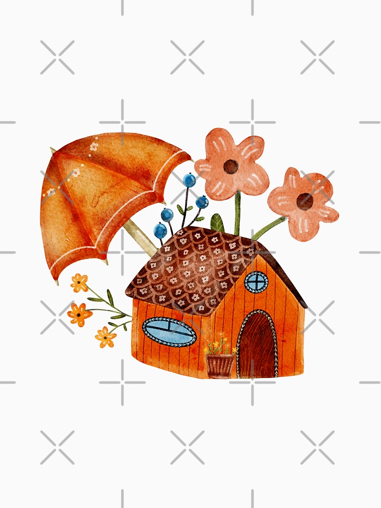 Cottage house watercolor illustration by pinkyfish1010