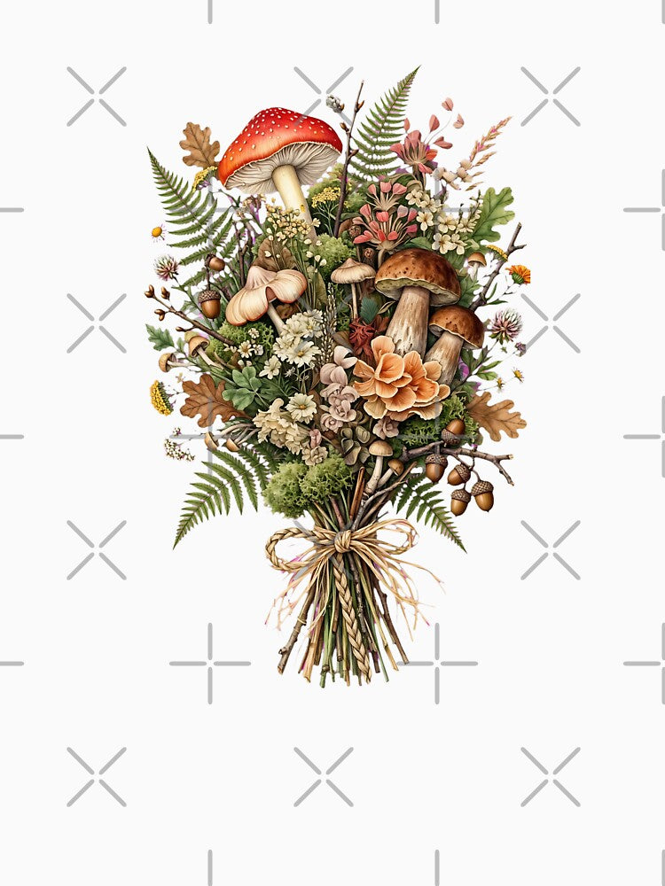 Forest Mushroom Bouquet - Goblincore Woodland Foraging Art by Neurospicy Trolls