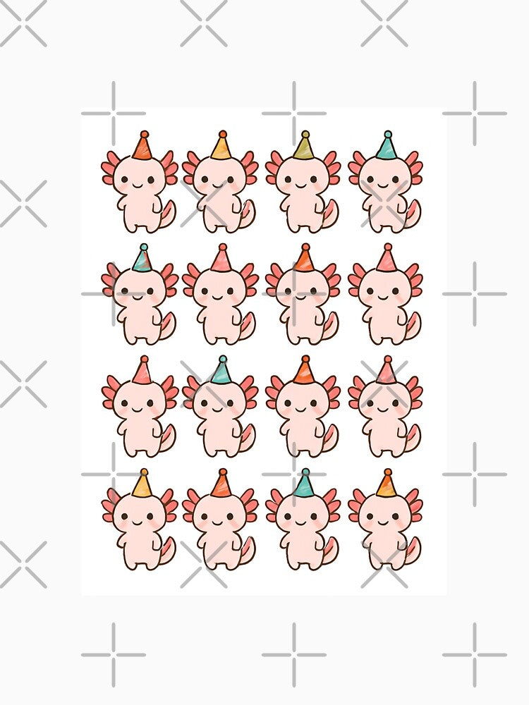 Cute Axolotl Party Hat happy birthday kawaii gift funny christmas happy by CheeseBlueprint