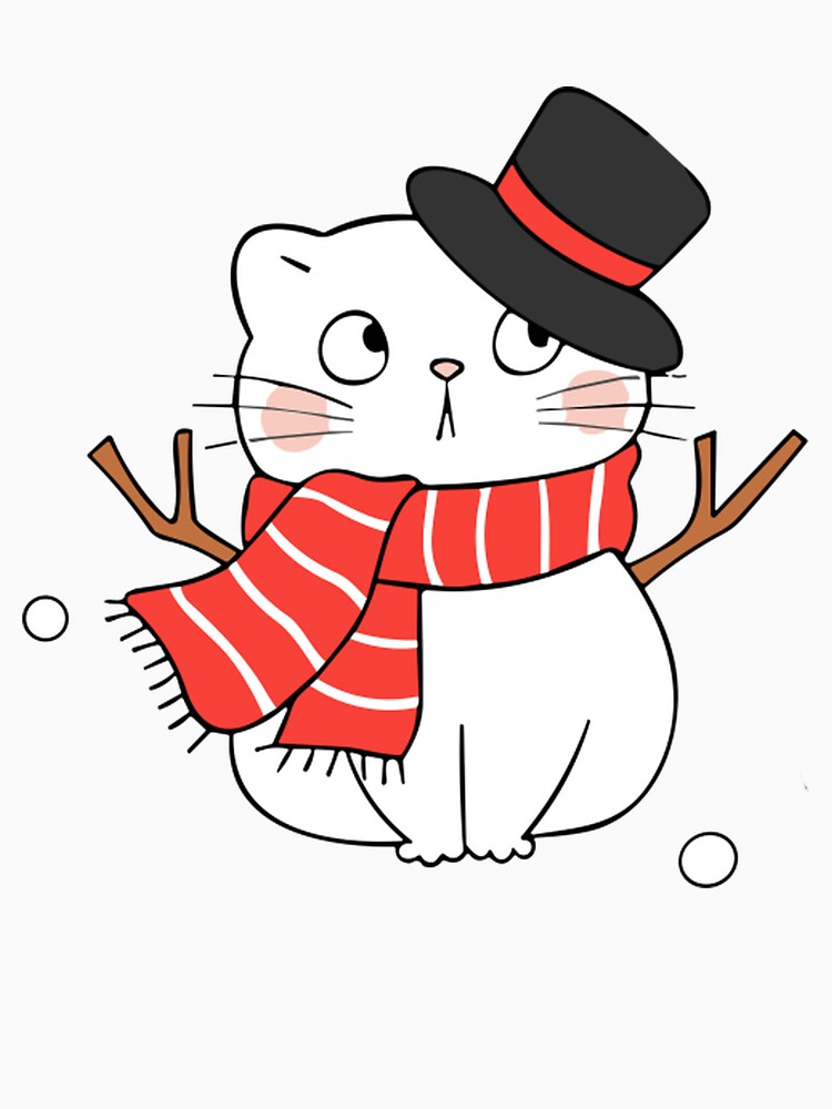 Cat Snowman Cute Festive Winter Kitten Illustration by AvocadoShopp