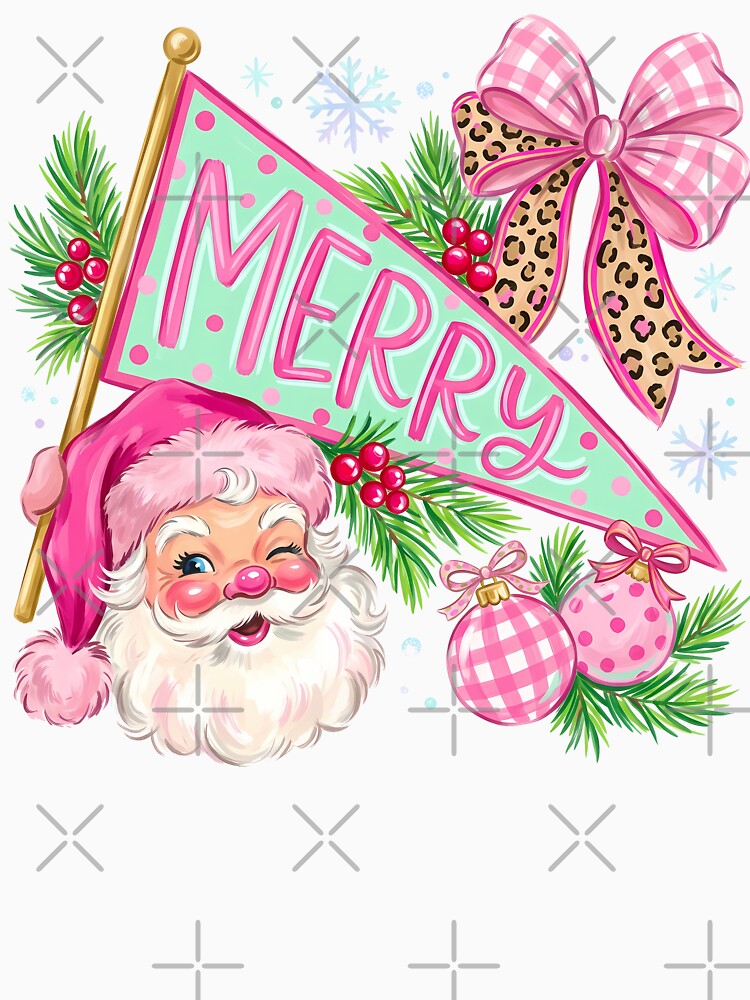 Merry Christmas Leopard Santa | Pink & Purple Cute Holiday Christmas Design by Uniquememorable