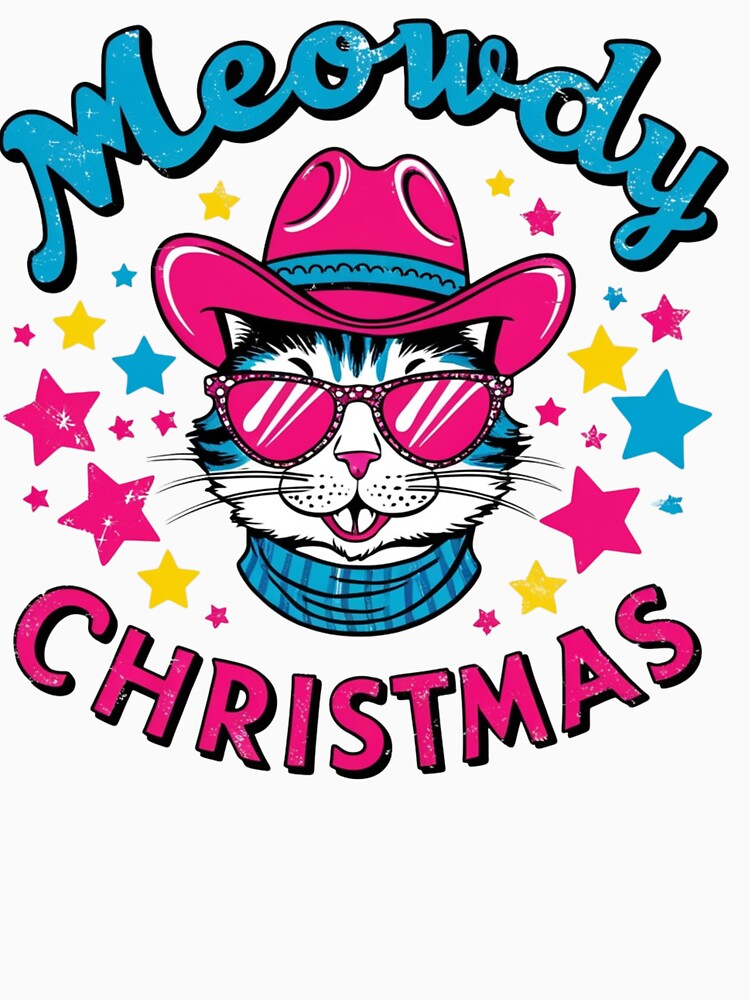 HOLIDAY Cat Christmas WESTERN COWGIRL STICKER by inkfluenceart