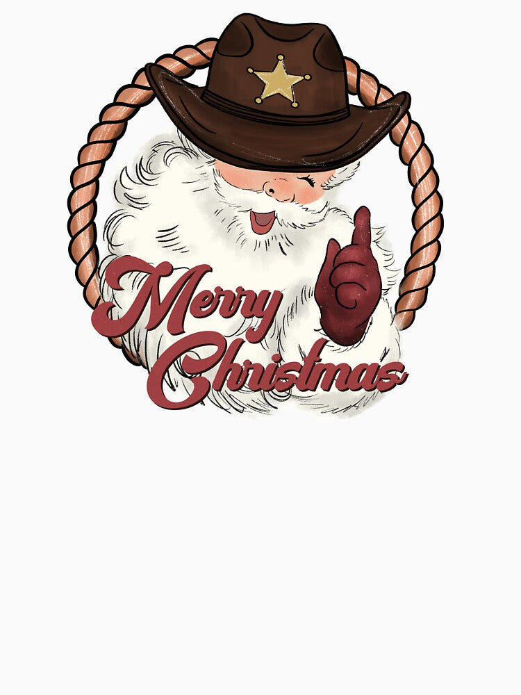 Retro Merry Christmas Santa Western Cowboy by coopercreekco