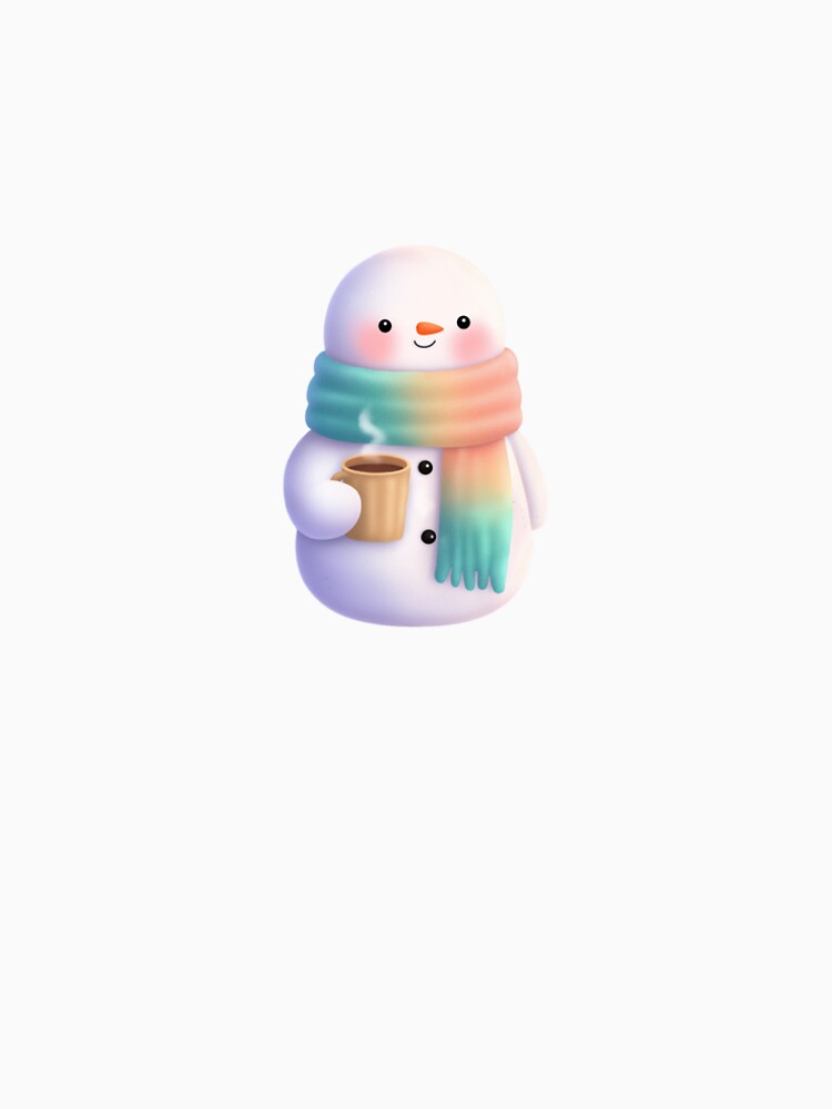 Cute Kawaii Snowman with Scarf and Hot Cocoa | Pastel Winter by Fernandink1