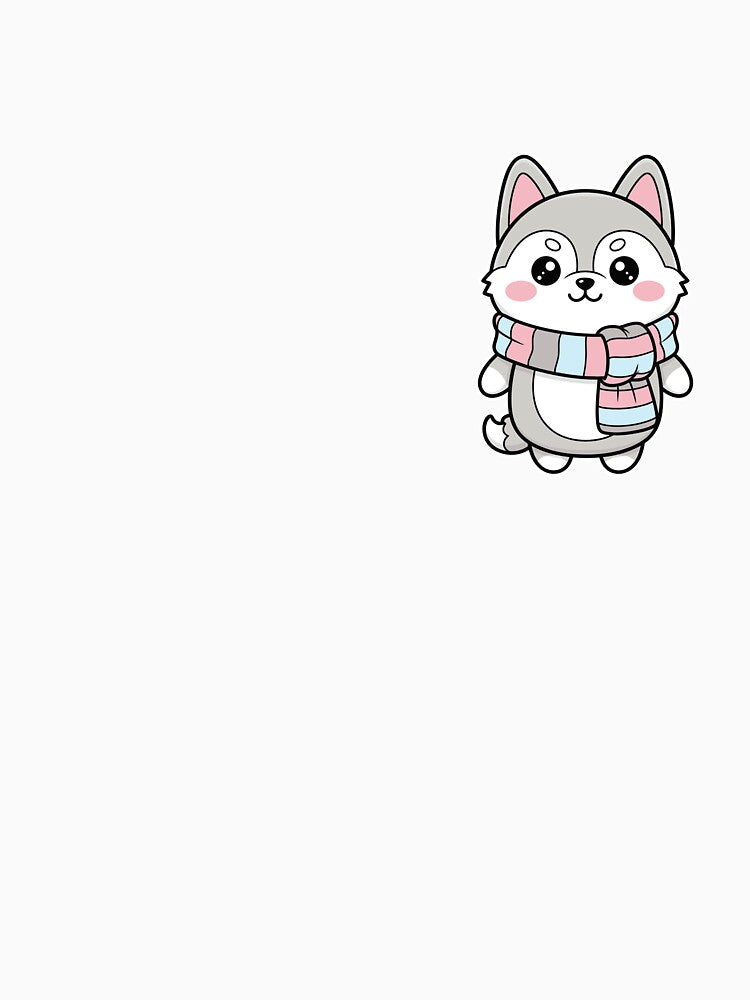 Cute Kawaii Wolf with Scarf Illustration by Hannah-Yei