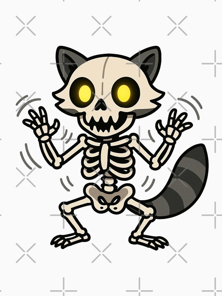 Skeleton Raccoon with Glowing Eyes – Creepy Halloween Animal by Confuzz1ed